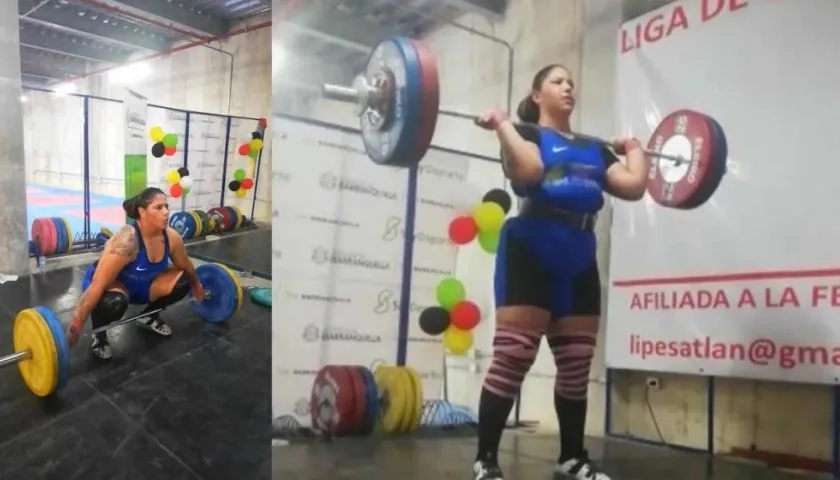 La pesista María Fernanda García, durante su participación.