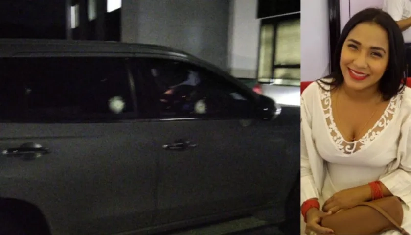 Camioneta y la lideresa Irama Móvil Gámez.