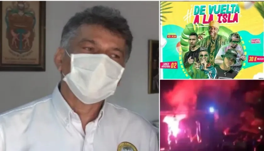 Secretario del Interior, David Múnera Cavadía, y folleto con el que se promocionó la fiesta.