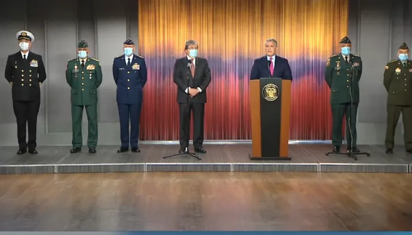 Presidente Duque durante la rueda de prensa de resultados de Orión VI.