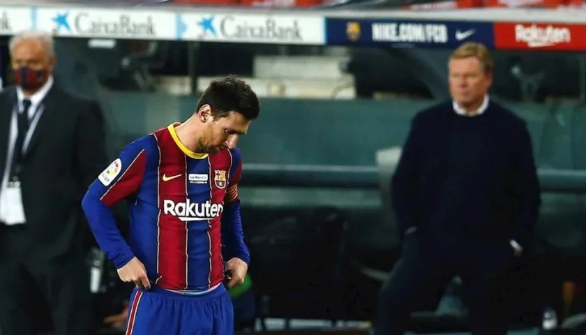 Lionel Messi tras el empate del Valencia. 