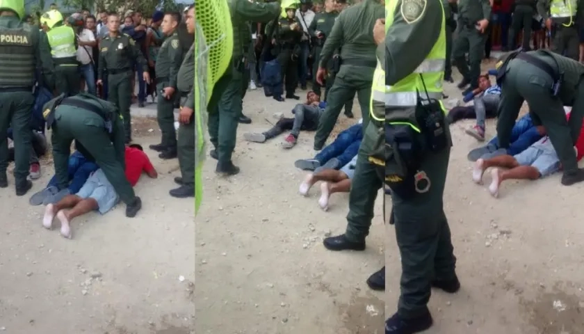 Momentos en que fueron capturados los asaltantes.