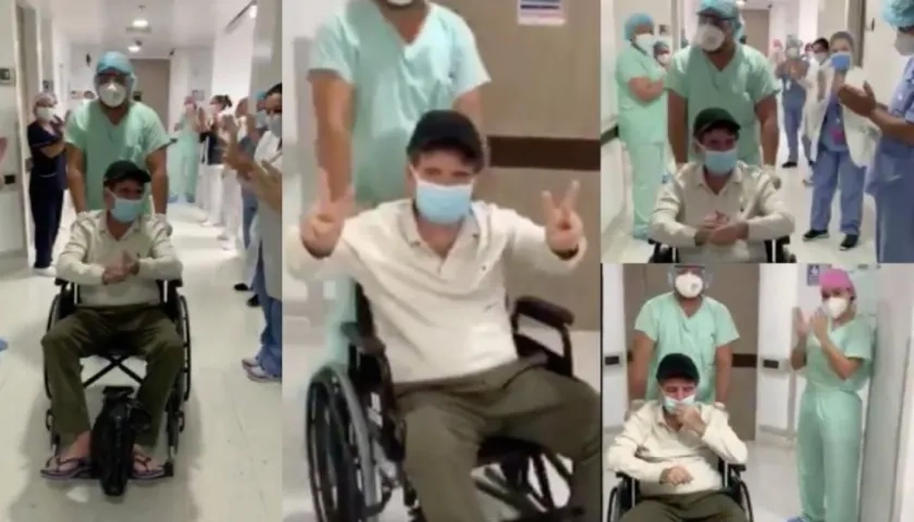 Médico oftalmólogo Luis Escaf, a su salida de la clínica, tras recuperarse del Covid-19.