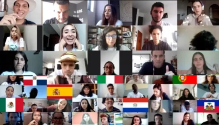 Jóvenes participantes durante el ciberencuentro.