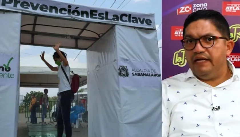 Cámara de desinfección y el médico infectólogo Jesús Tapia.