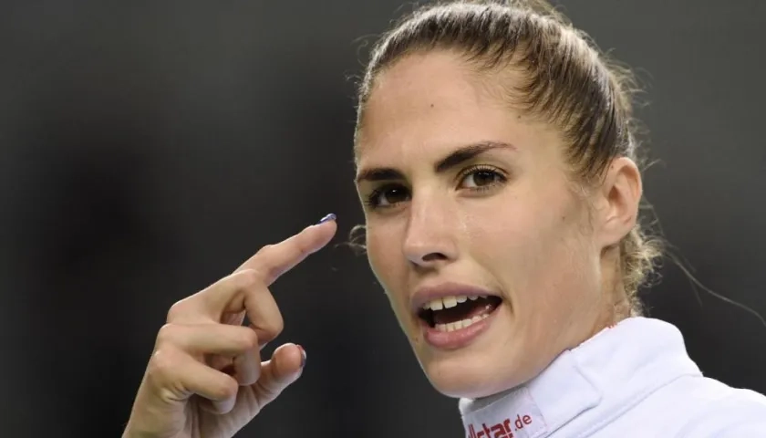 Elodie Clouvel,  campeona mundial de pentatlón moderno.