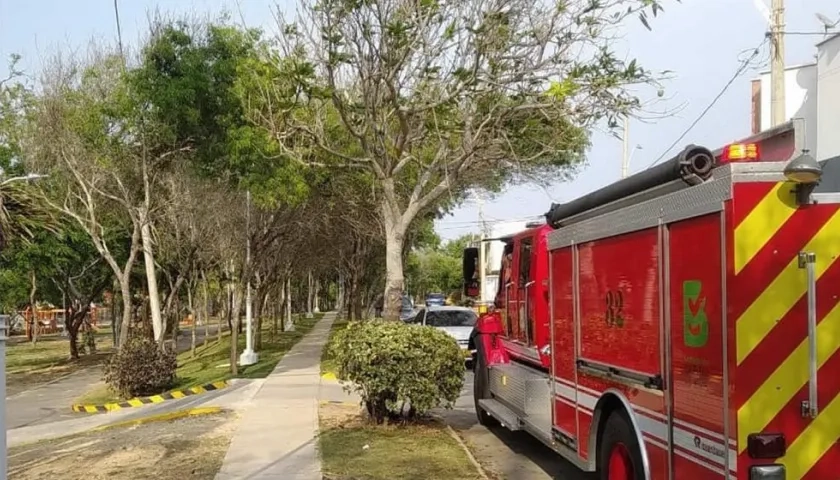 Presencia de Barranquilla Verde y del Cuerpo de Bomberos en el sector.