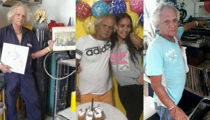 Pekos en su faceta de vendedor de LP y en familia.