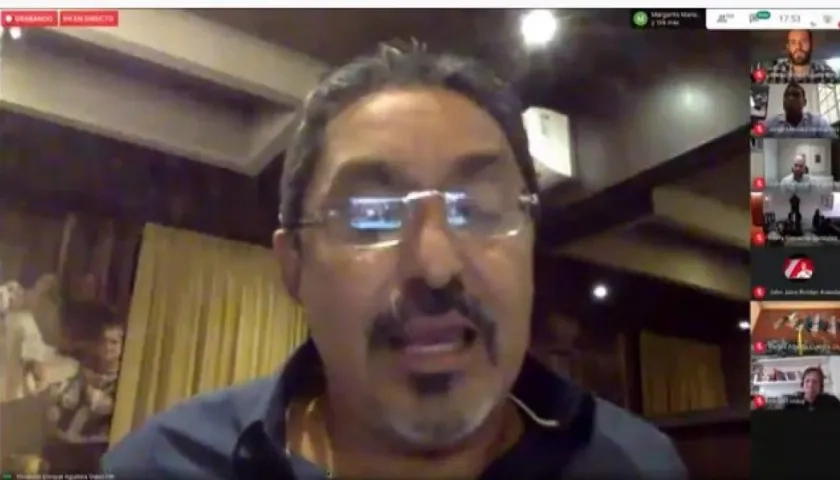 El Representante Modesto Aguilera, durante la sesión virtual.