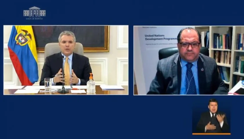 Presidente Iván Duque y Luis Felipe López, presidente del PNUD.