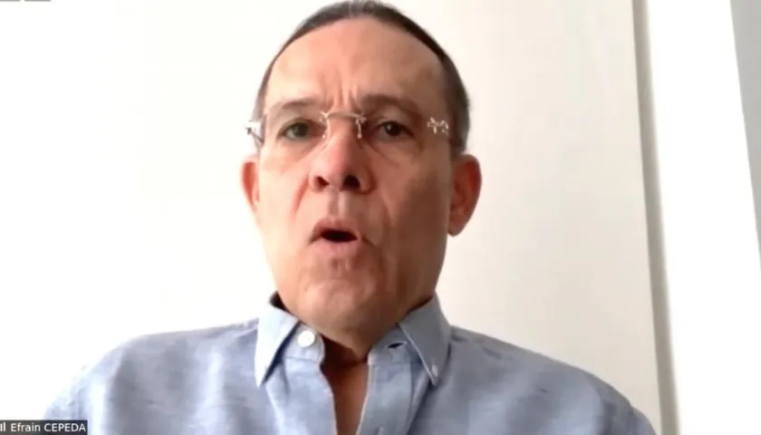 El Senador Efraín Cepeda durante el debate virtual.