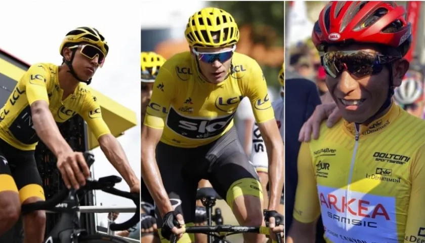Egan Bernal, Chris Froome y Nairo Quintana.