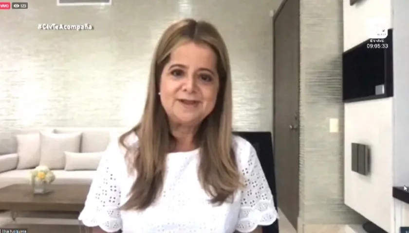 La Gobernadora Elsa Noguera, participando en la jornada virtual.