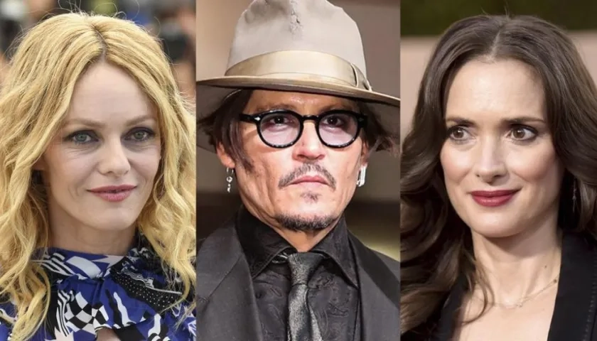 Vanessa Paradis( (izquierda), Johnny Depp y Winona Ryder.