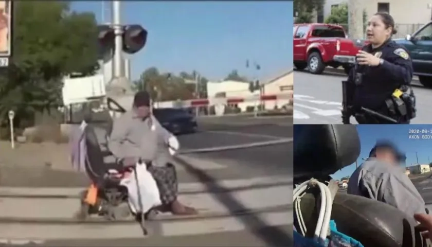 Erika Urrea, una policía de California ayudó a un anciano evitando que fuera arrollado por un tren.