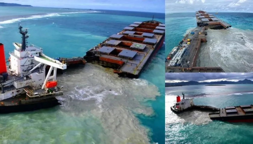 Así se partió en dos el buque.