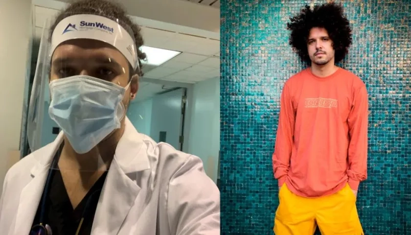 El rapero PJ Sin Suela en su faceta de médico y cantante.