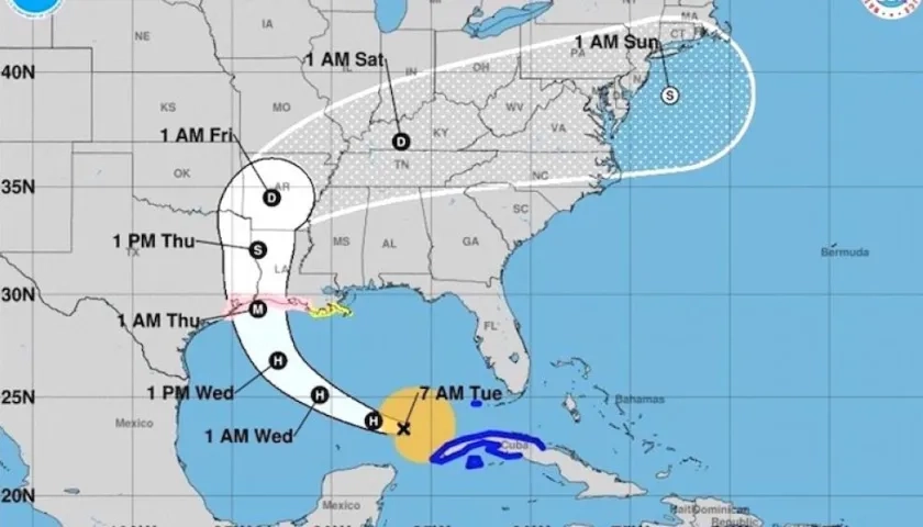 Trayectoria del huracán Laura.