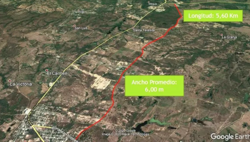 Trayecto de la vía alterna.