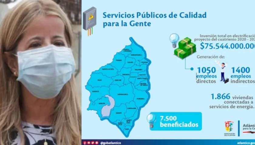 Elsa Noguera, gobernadora del Atlántico explicó el proyecto de electrificación rural.