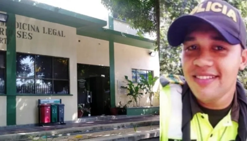 El cuerpo del patrullero Manuel David Torres Silva fue llevado a Medicina Legal. 