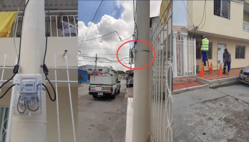 Medidores instalados en los postes y en riesgosa posición.