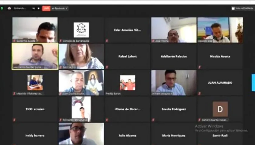 Sesión virtual del Concejo de Barranquilla.