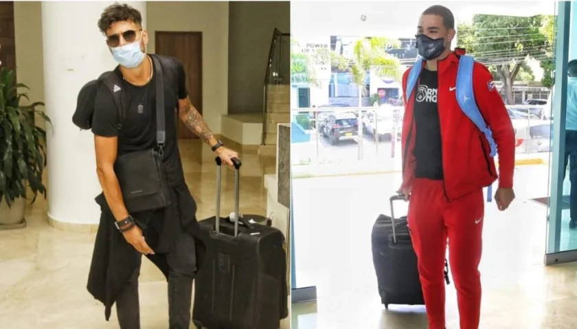 Salem Safar y Jonathan Rodríguez, a su llegada al hotel de concentración.