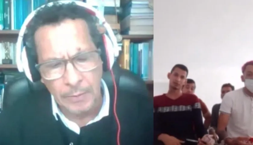 El juez y los cuatro imputados.