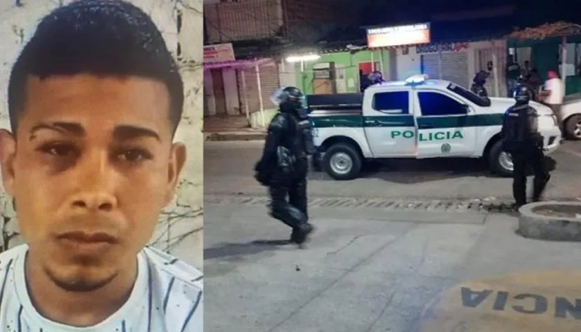 Ivan David Reyes Muñoz (izquierda); y la Policía afuera del Camino El Bosque, a donde fue llevada la víctima. 