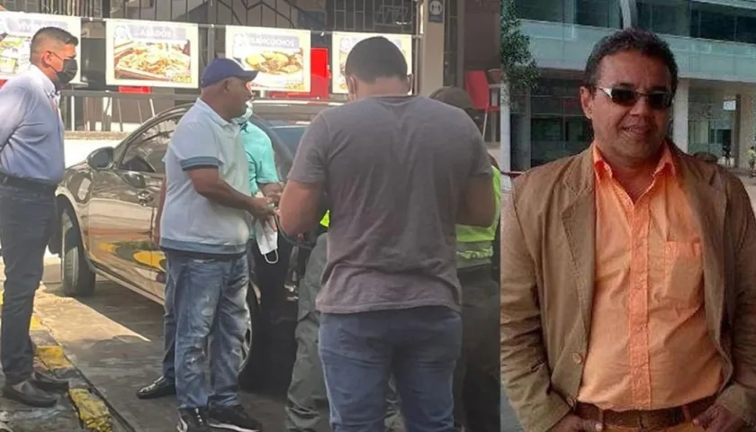 Teniente coronel (r) Javier Ahumada (gorra); capturado en Barranquilla; y el abogado Óscar Rodríguez, capturado en Montería. 