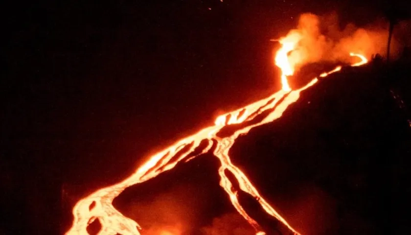 Los derrames de lava del volcán de La Palma.