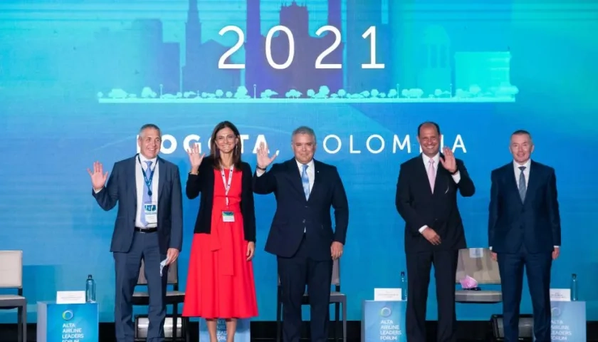 Iván Duque, en la reunión anual de Alta Airline Leaders Forum, que reúne a los principales ejecutivos del sector.