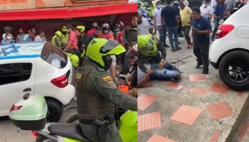 Lugar de los hechos en el que se observa a uno de los presuntos delincuentes.