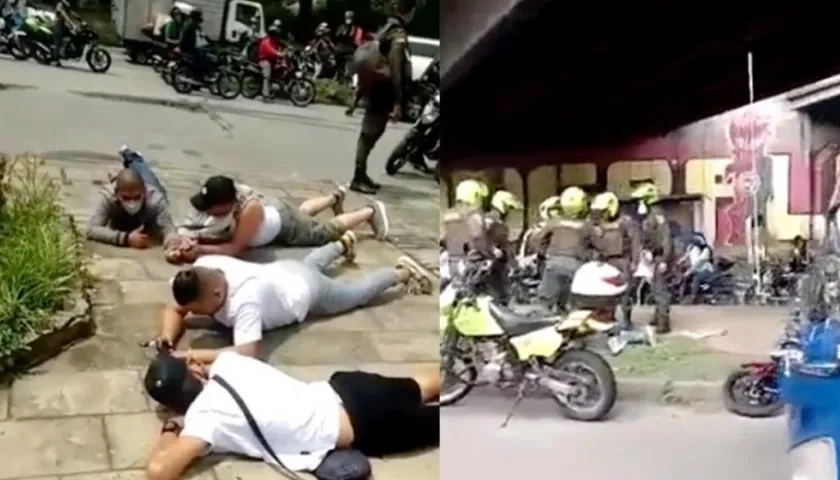 Los capturados tras el asalto a la fundidora de oro. 