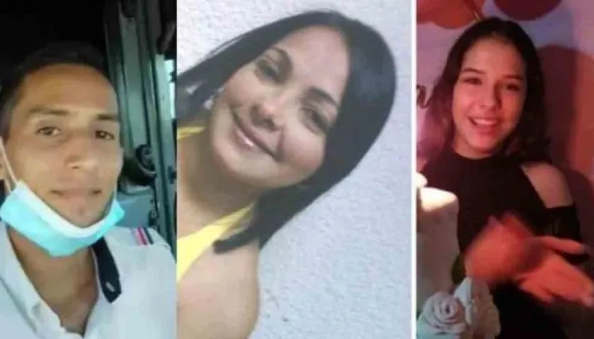 Los rostros de las tres víctimas en el accidente. 