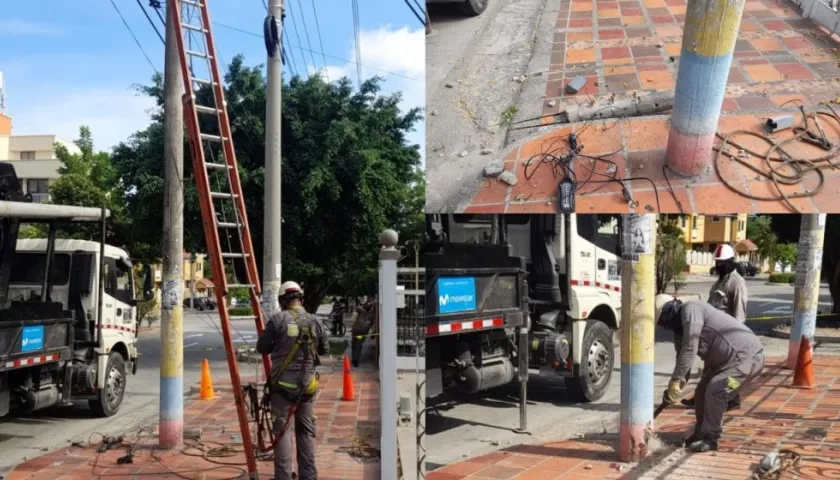 Momento en que el poste era retirado. 