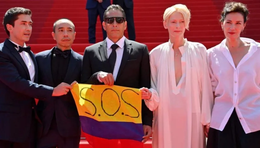 Juan Pablo Urrego, Apichatpong Weerasethakul, Elkin Diaz, Tilda Swinton y Jeanne Balibar. 