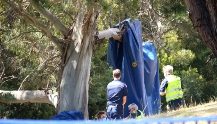 Así quedó el castillo inflable en Tasmania.