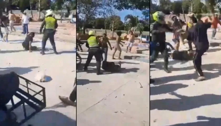 Ladrones golpeados por la comunidad. 