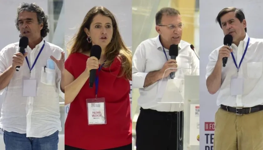 Sergio Fajardo, Paloma Valencia, Roy Barrera y Juan Fernando Cristo, durante sus intervenciones.