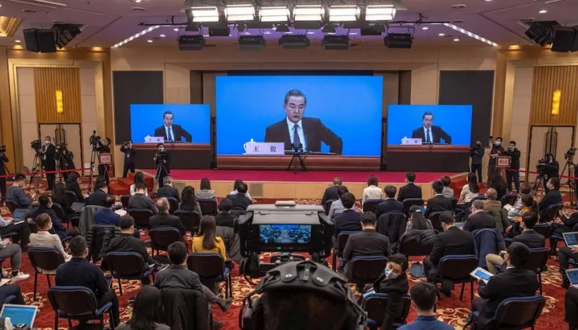 Rueda de prensa del ministro de Asuntos Exteriores de China, Wang Yi.