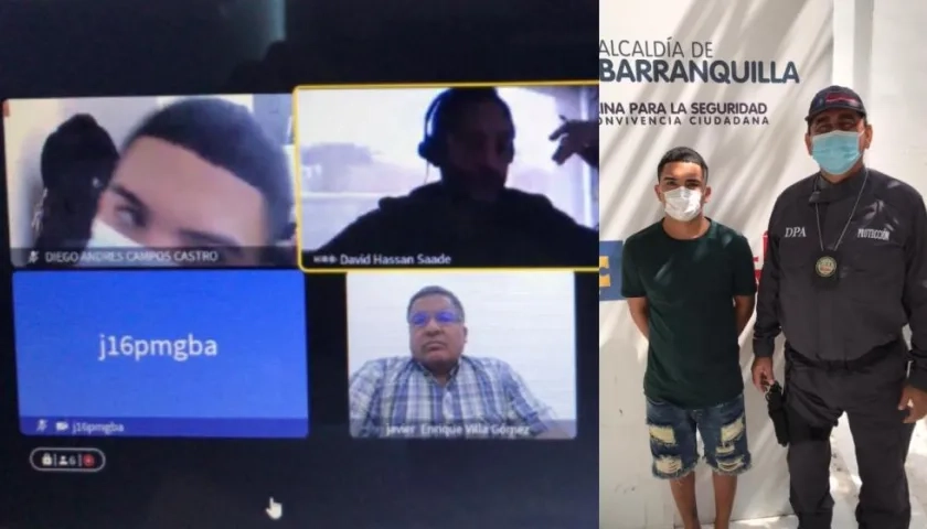 Diego Andrés Campos en la audiencia de hoy (izquierda) y cuando se entregó ayer en la URI. 