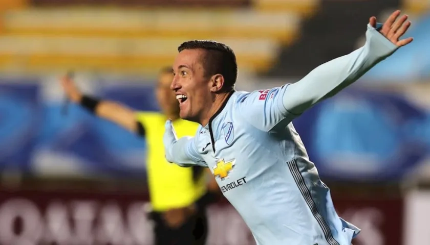 Leonardo Ramos celebrando el primer gol de los bolivianos.