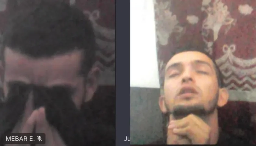 José Luis Zabala Morales estuvo así: llorando y rezando durante la audiencia virtual. 