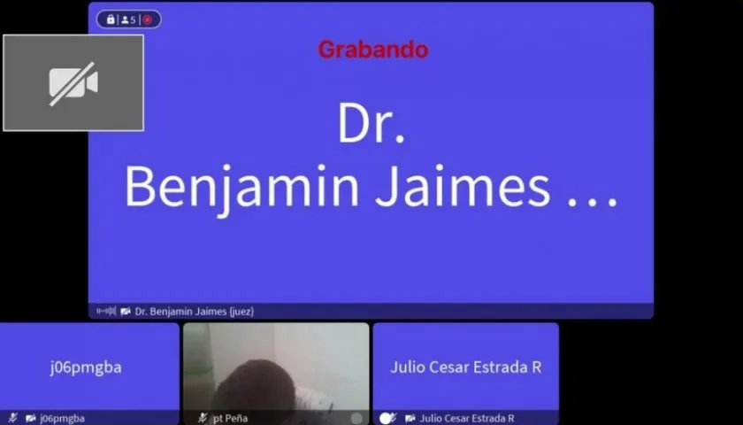 Aspecto de la audiencia virtual contra Carlos Alfredo Cantillo Rodríguez, alias ‘Carlitos Ojitos Verdes'.’