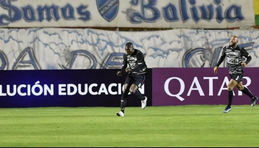 Germán Mera celebrando el empate temporal del Junior.