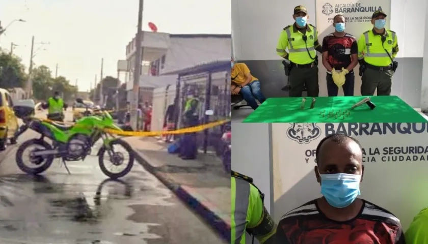 Lugar de los hechos y Asmed Agudelo Martínez, el capturado.