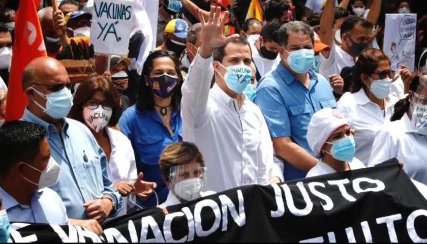 Juan Guaidó durante una concentración que presidió este sábado.
