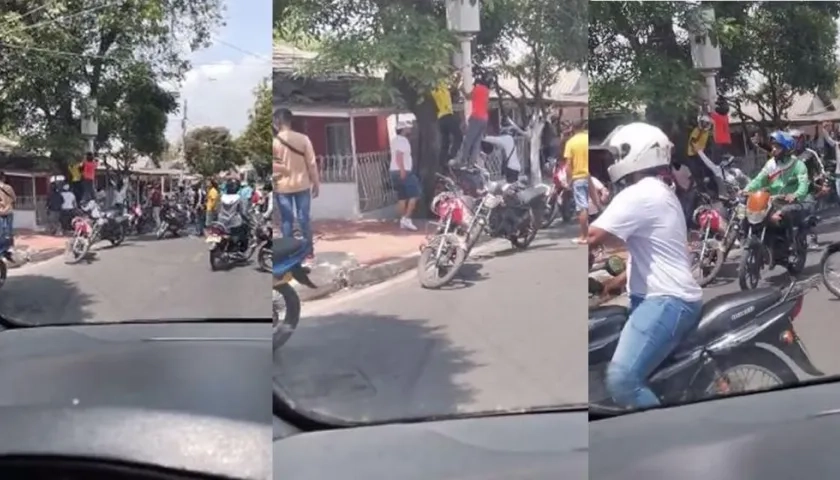Momento en que era vandalizado la cámara de 'foto-multa'. 